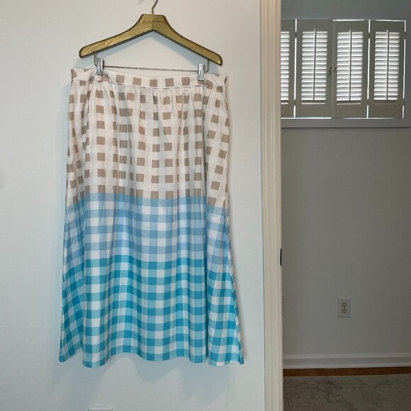MING WANG Gingham Plaid A-Line Gathered Midi Skirt \\ XL - Picture 2 of 10